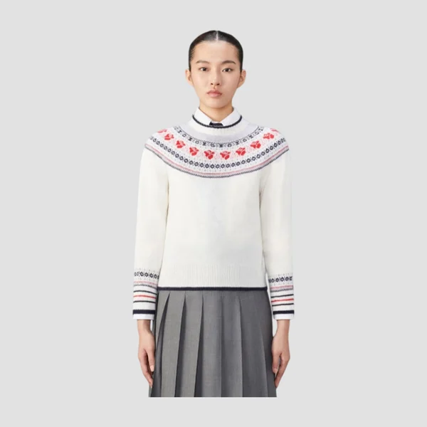 톰브라운 울 모헤어 로즈 크루넥 풀오버